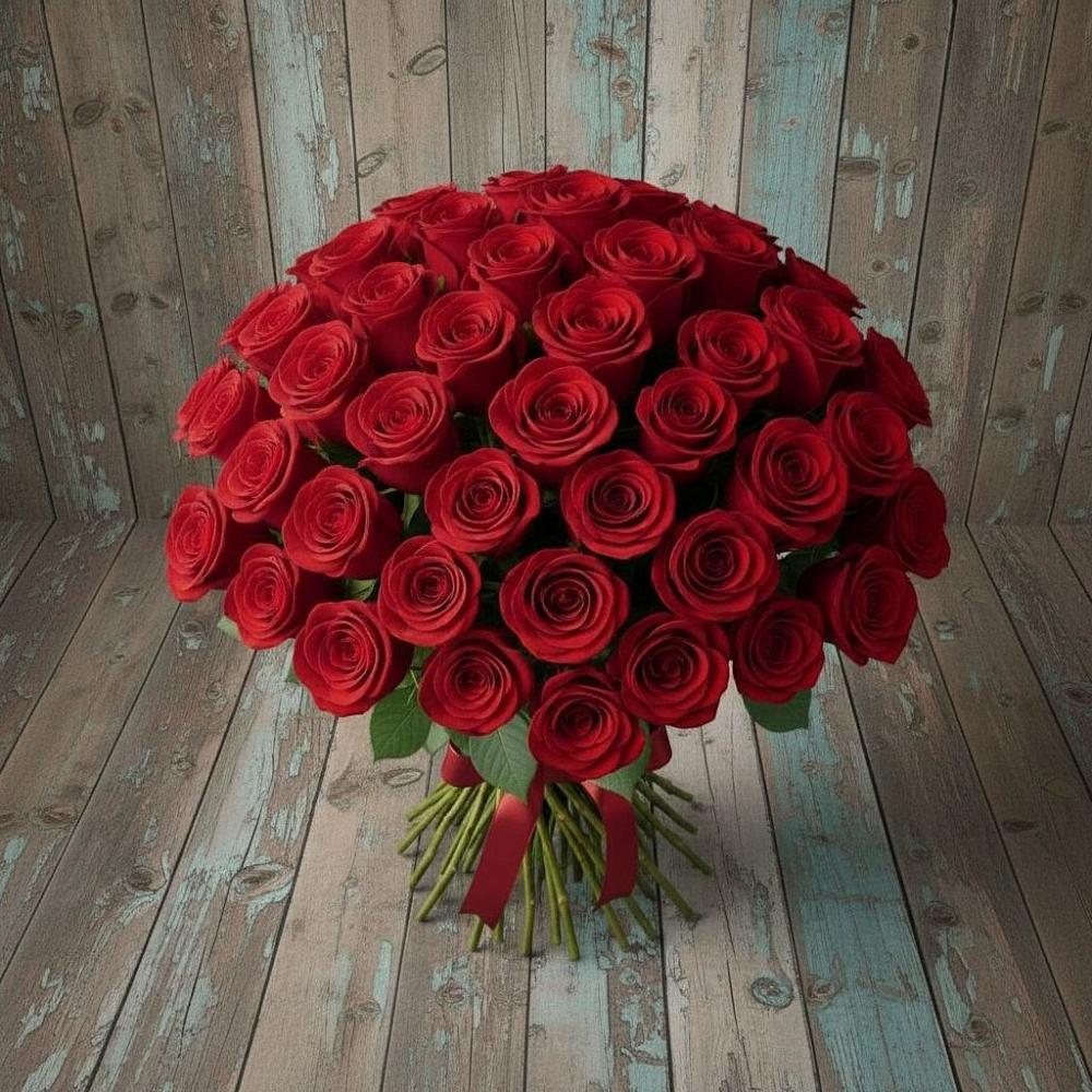 Букет 55 Красных роз Фридом в Алексеевском Ставропольского края
