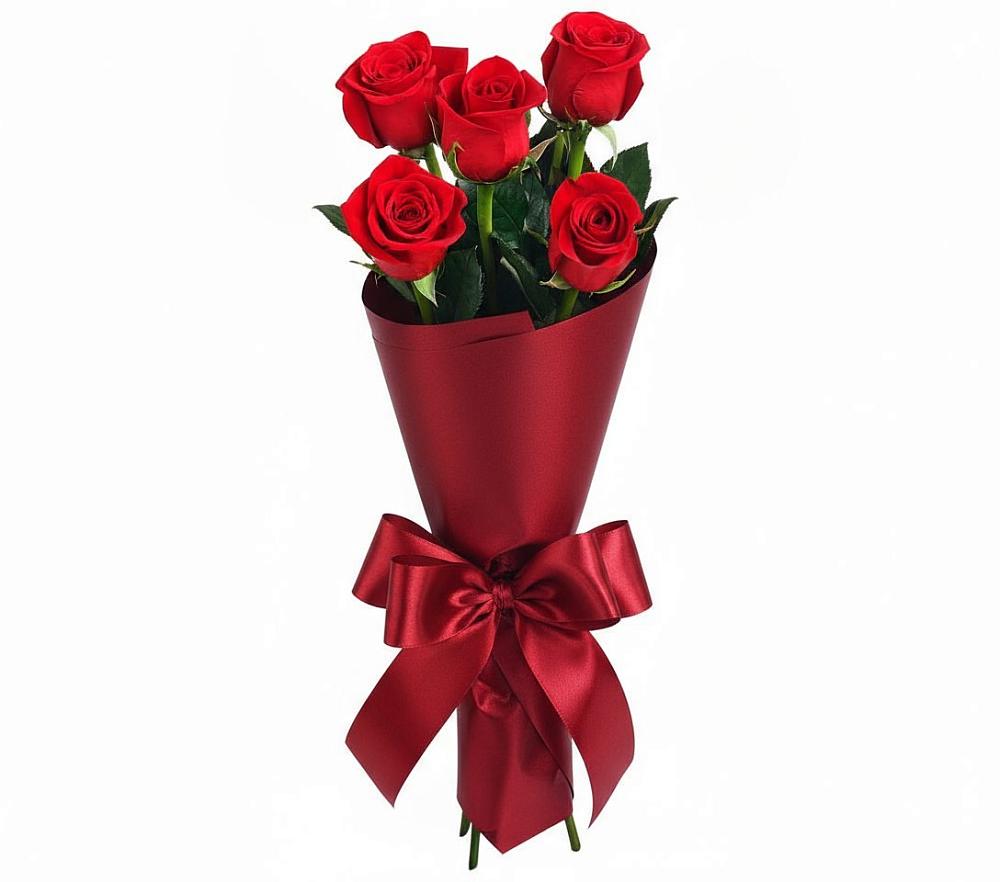 Букет 5 Красных роз Эдлесс Лав в Алексеевском Ставропольского края