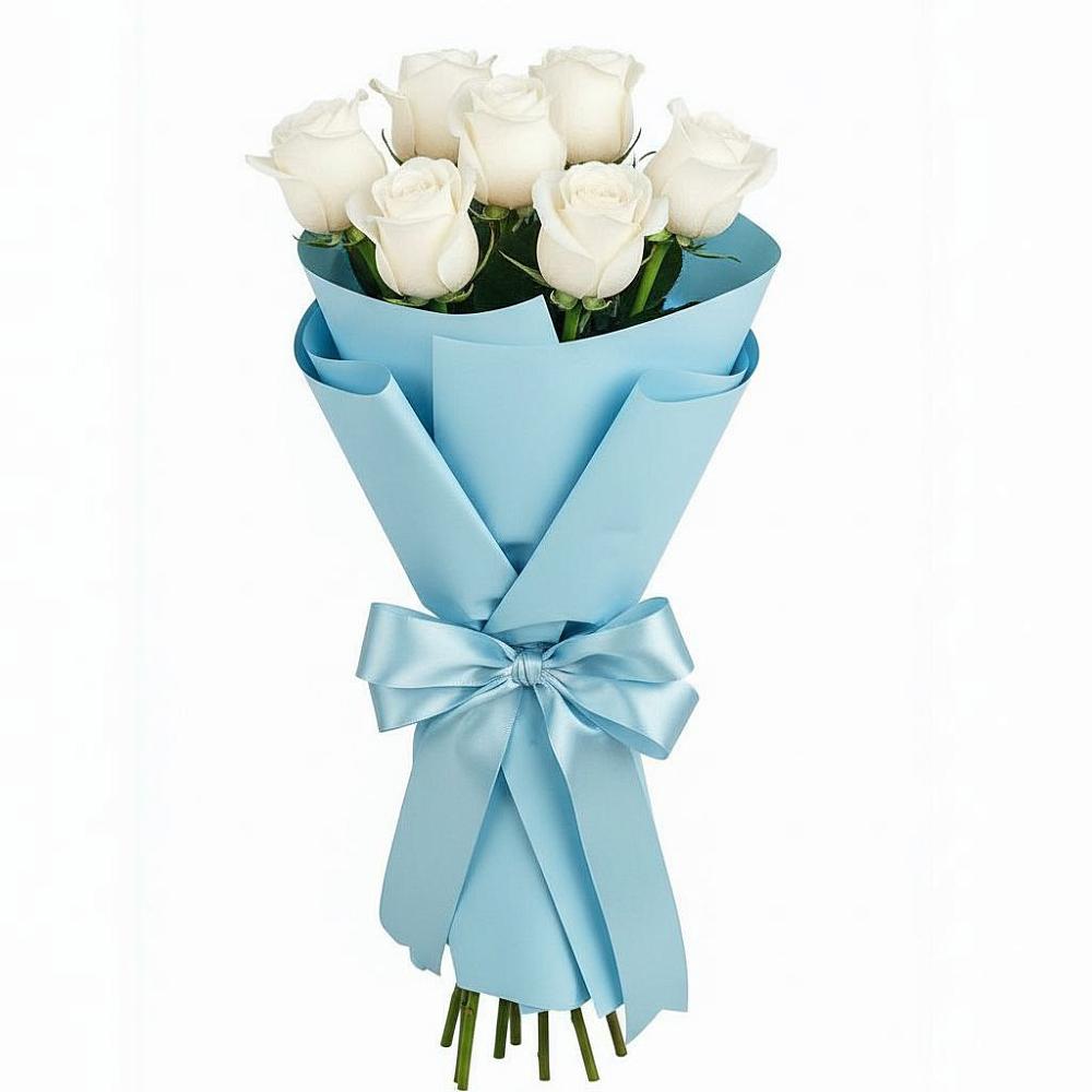Букет 7 белых роз Проуд в Алексеевском Ставропольского края