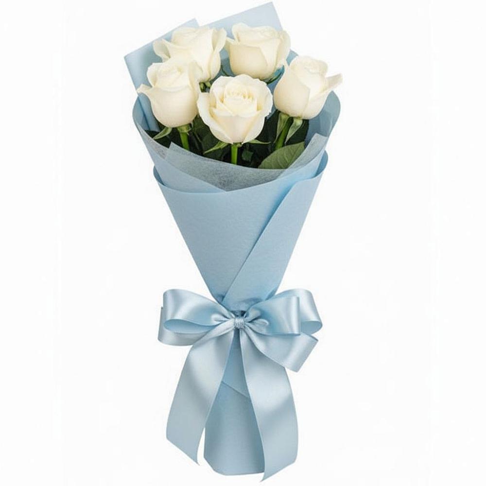 Букет 5 Белых роз Проуд в Алексеевском Ставропольского края