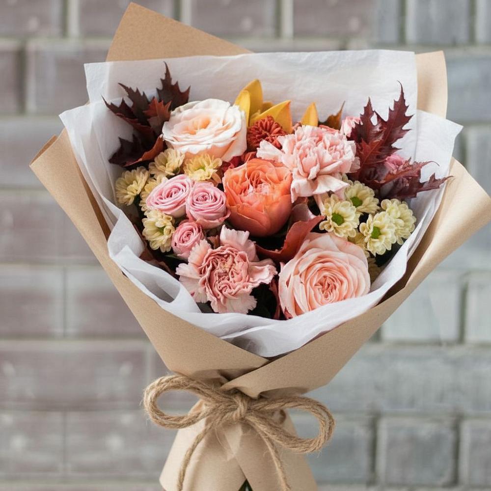 Букет цветов из: Гвоздики, Хризантемы и Розы в Алексеевском Ставропольского края