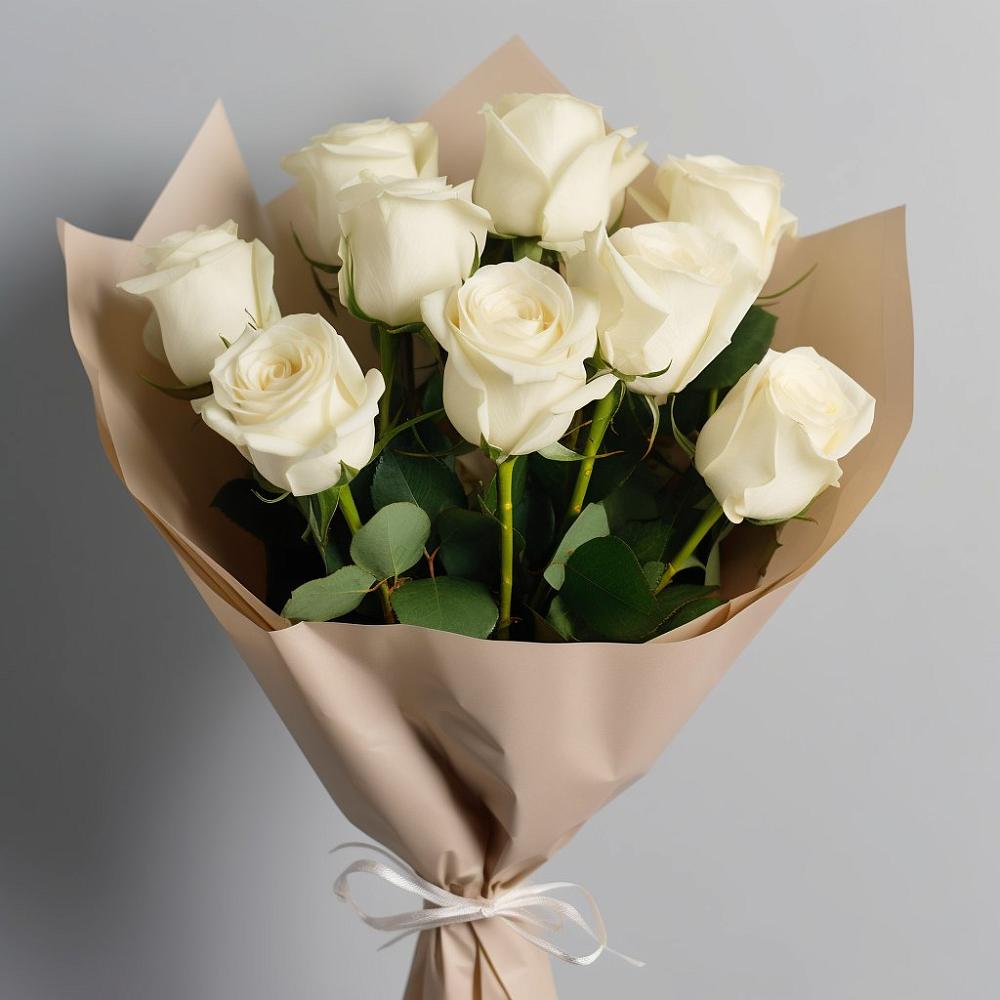 Букет 9 Белых роз Эдлесс Лав в Алексеевском Ставропольского края