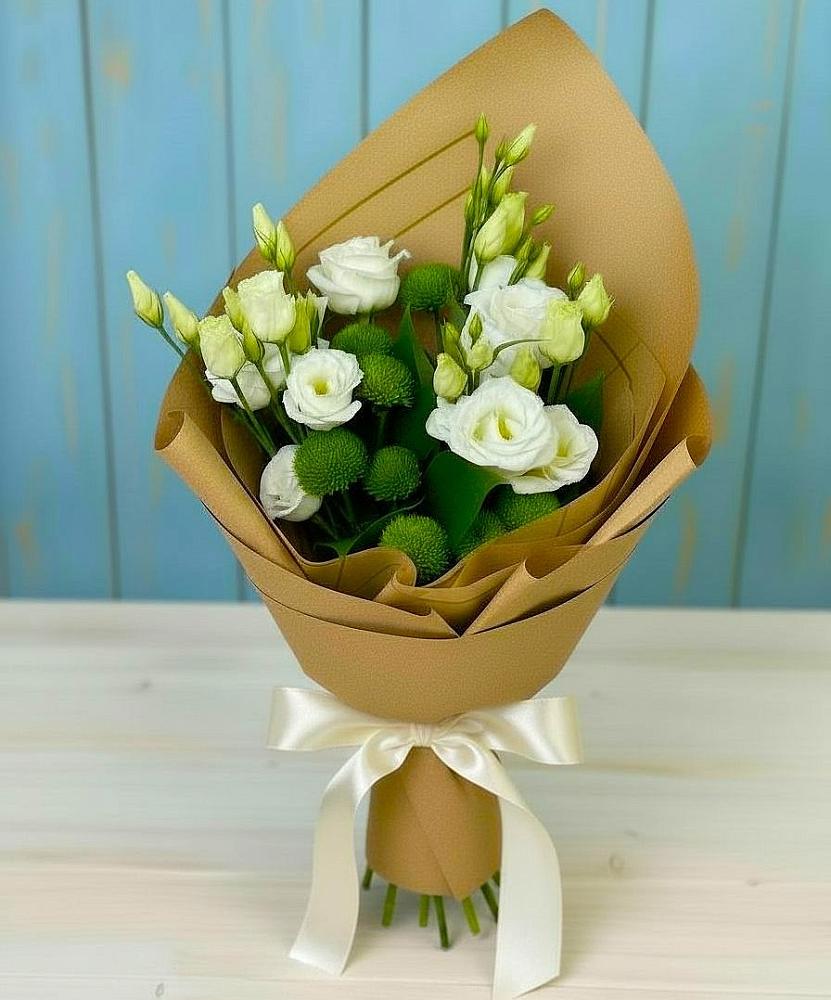 Букет цветов из: Хризантемы и Лизиантусы в Алексеевском Ставропольского края