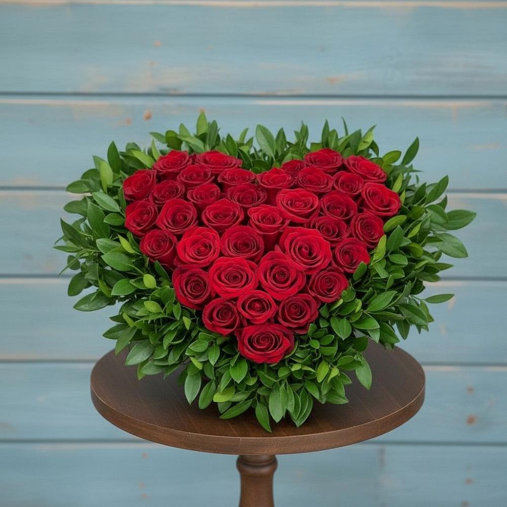 Цветочная композиция из Розы в виде сердца в Алексеевском Ставропольского края