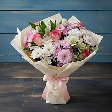 Букет цветов из:  Хризантемы, Альстромерии и Розы #REPLACE_PRED# Алексеевском Ставропольского края