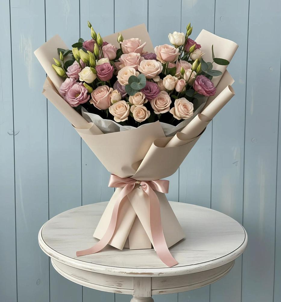 Букет цветов из: Розы и Лизиантусы в Алексеевском Ставропольского края