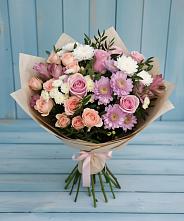 Букет цветов из:  Хризантемы, Розы и Альстромерии в Алексеевском Ставропольского края