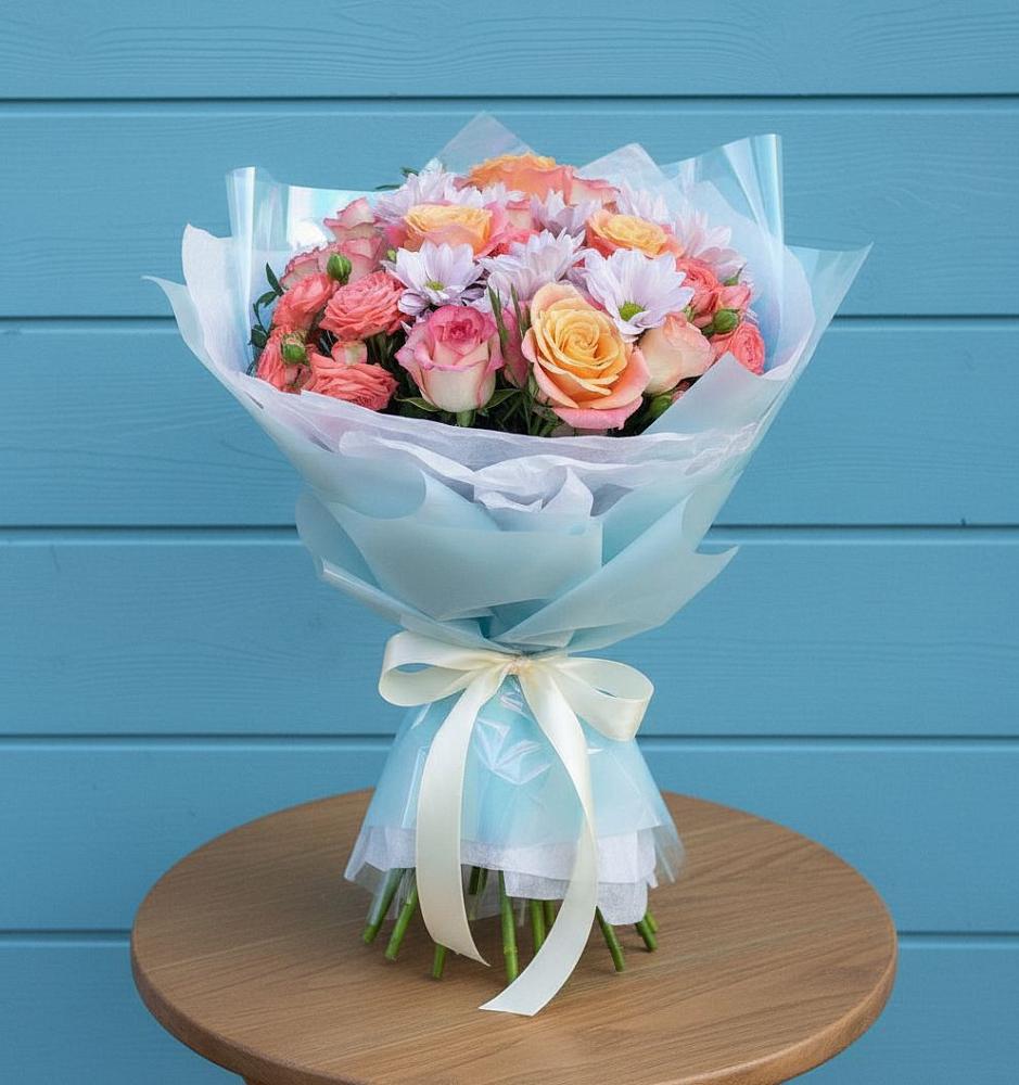 Букет цветов из: Хризантемы и Розы в Алексеевском Ставропольского края