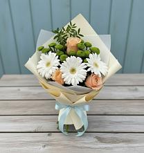 Букет цветов из:  Герберы, Розы и Хризантемы в Алексеевском Ставропольского края