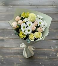 Букет цветов из:  Альстромерии, Розы и Хризантемы в Алексеевском Ставропольского края