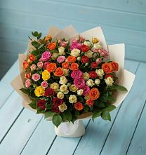 Букет Микс из разноцветных кустовых роз в Алексеевском Ставропольского края
